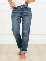 Judy Blue Summer Breeze  Mid Rise Medium Wash Cool Denim Boyfriend Jeans