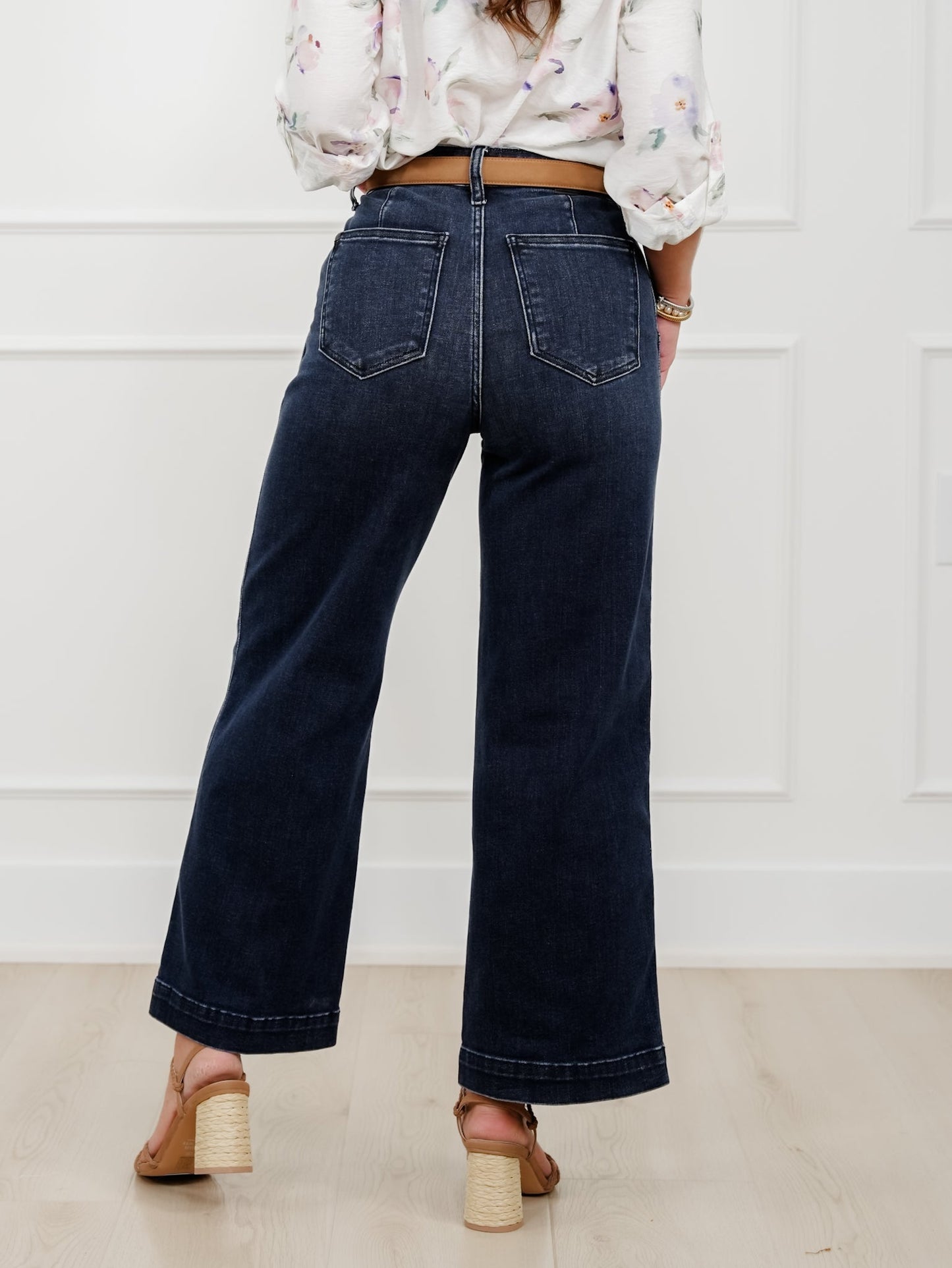 Judy Blue the Jasmine High Rise Dark Wash Wide Leg Ankle Trouser Jeans