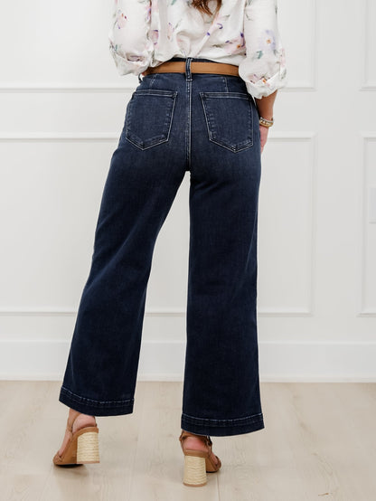 Judy Blue the Jasmine High Rise Dark Wash Wide Leg Ankle Trouser Jeans