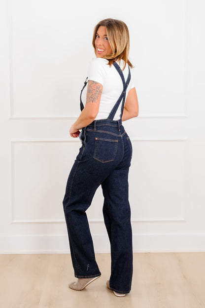 Judy Blue Dark Wash High Rise Classic Wide Leg Overalls