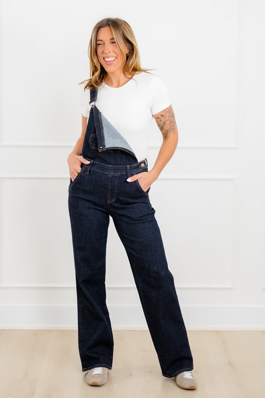 Judy Blue Dark Wash High Rise Classic Wide Leg Overalls