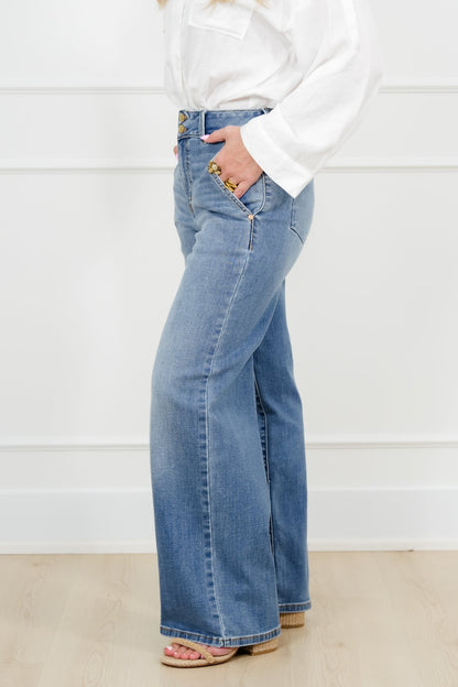Judy Blue High Rise Medium Wash Multiple Inseam Column Jeans with Trouser Styling