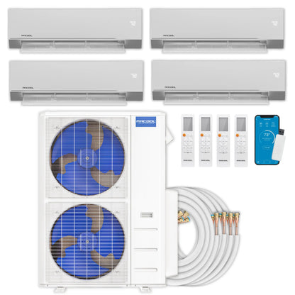 MRCOOL Olympus 4th Gen Mini Split - 4-Zone 48,000 BTU  Air Conditioner and Heat Pump Condenser with 18K + 12K + 9K + 9K Wall Mount Air Handlers