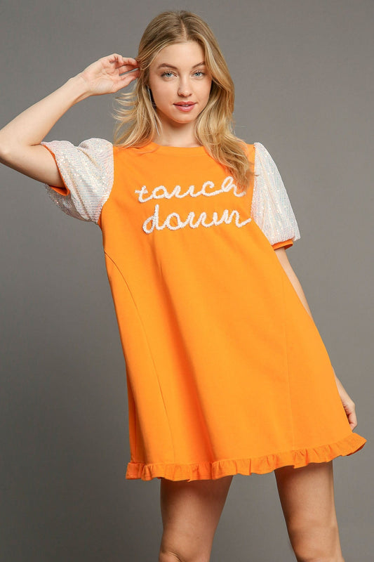 Umgee Sequin Mini Dress *GAME DAY STYLE!* in Tangerine