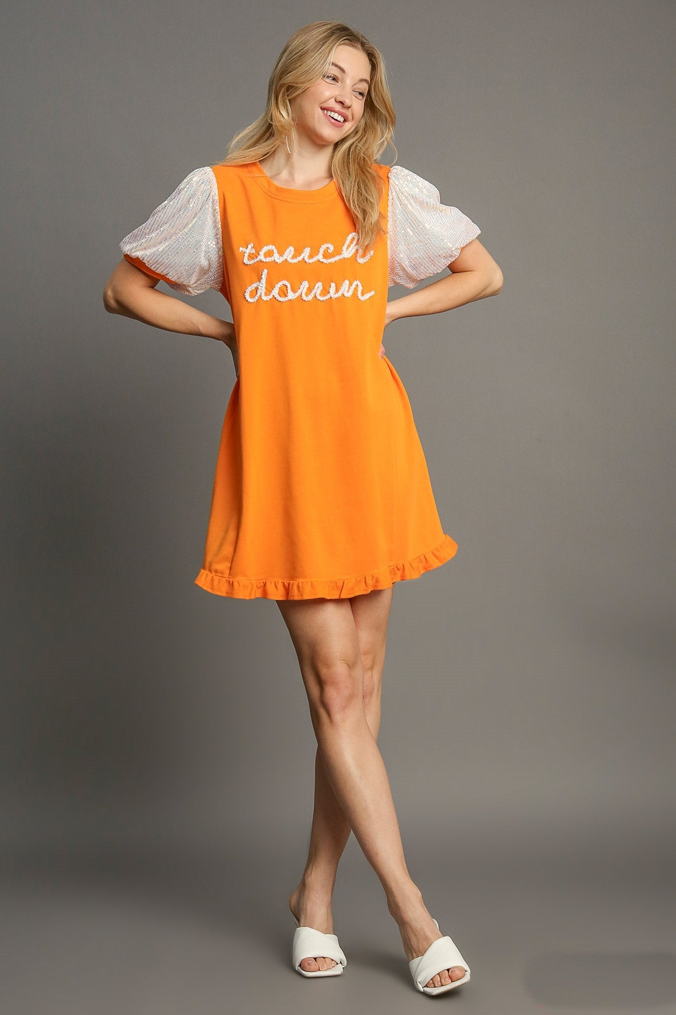 Umgee Sequin Mini Dress *GAME DAY STYLE!* in Tangerine