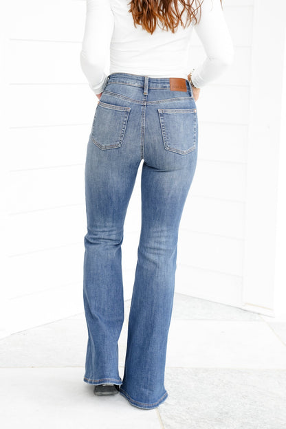 Restock! Judy Blue Golden Hour Mid Rise Flare Jeans with Double Angular Seam