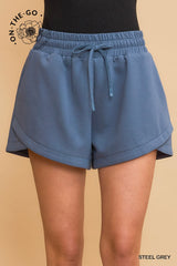 Umgee Luxeknit Sweatshorts in Steel Blue