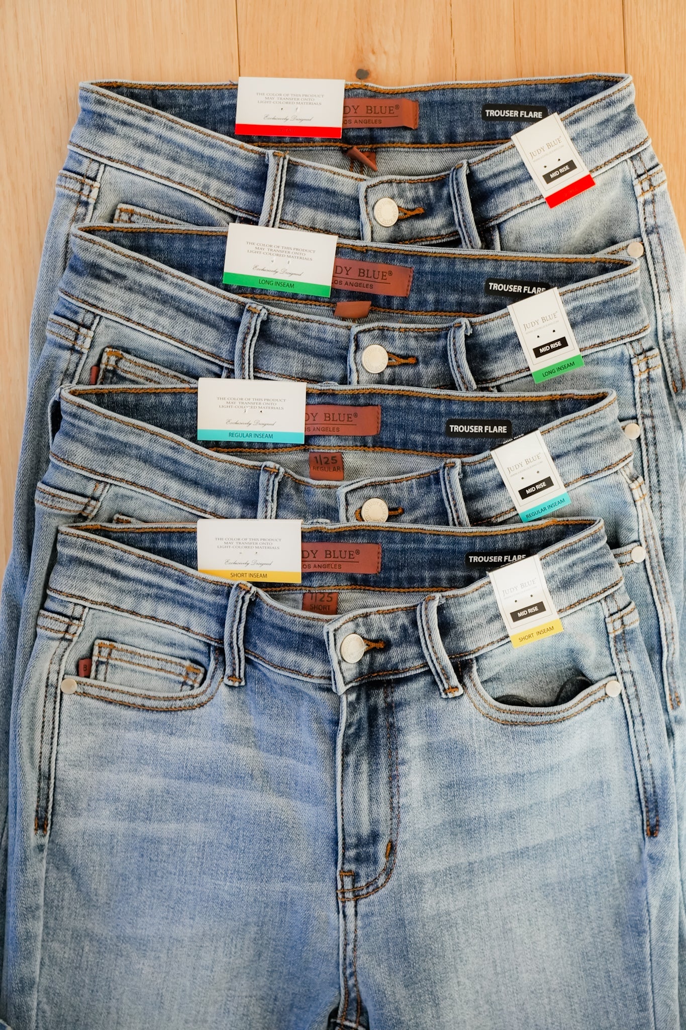 Judy Blue Multi-Inseam Mid-Rise Medium Wash Trouser Flare Jeans