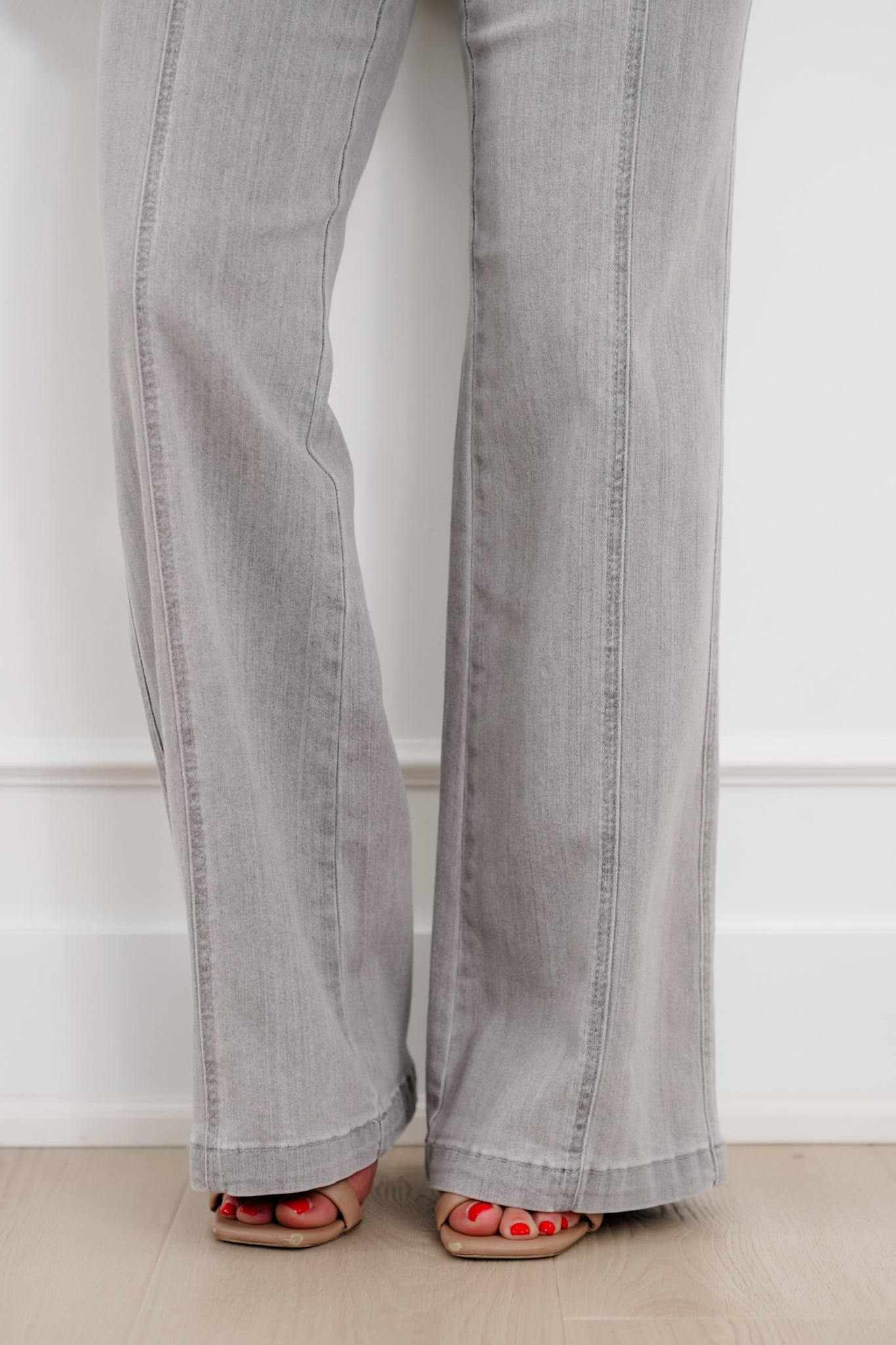 Judy Blue The Anastasia Multi Inseam High Rise Grey Retro Wide Leg Jeans
