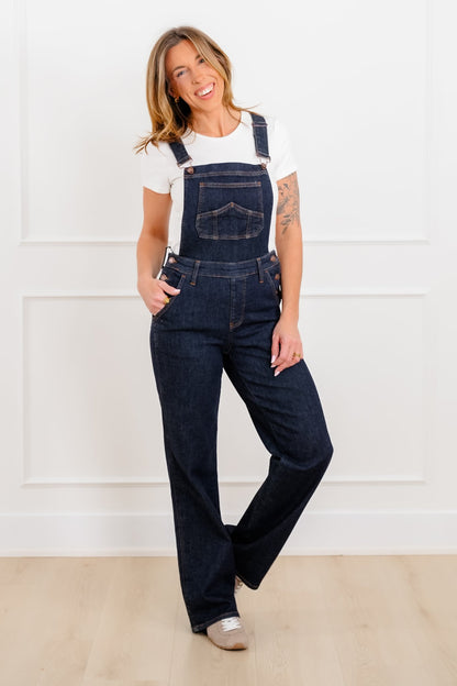 Judy Blue Dark Wash High Rise Classic Wide Leg Overalls