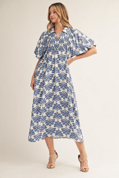 Jodifl Boho Floral Midi Dress in Denim