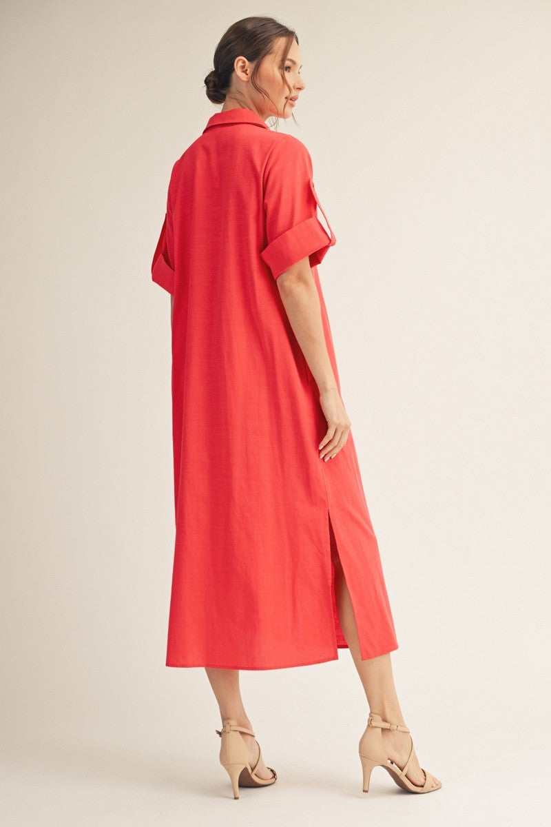 Jodifl Woven Midi Dress in Red