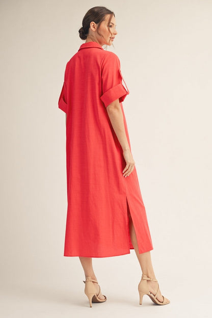 Jodifl Woven Midi Dress in Red