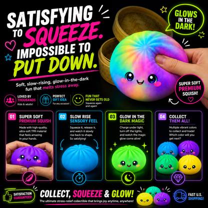 Glow in the Dark Squishy Dumplings Toy – 4" Mystery Collectible Squeeze Toy