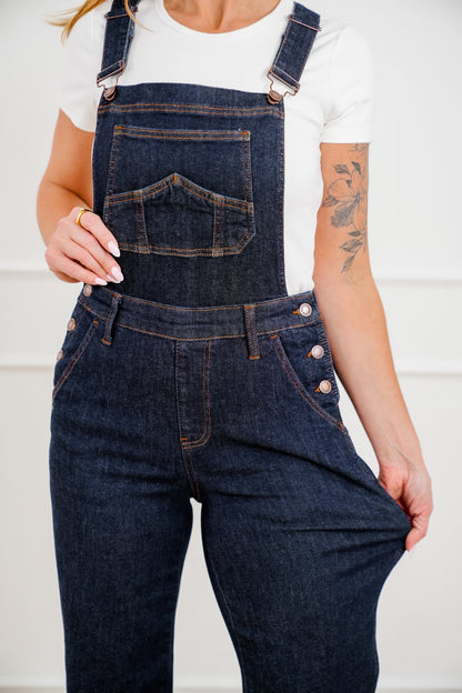 Judy Blue Dark Wash High Rise Classic Wide Leg Overalls