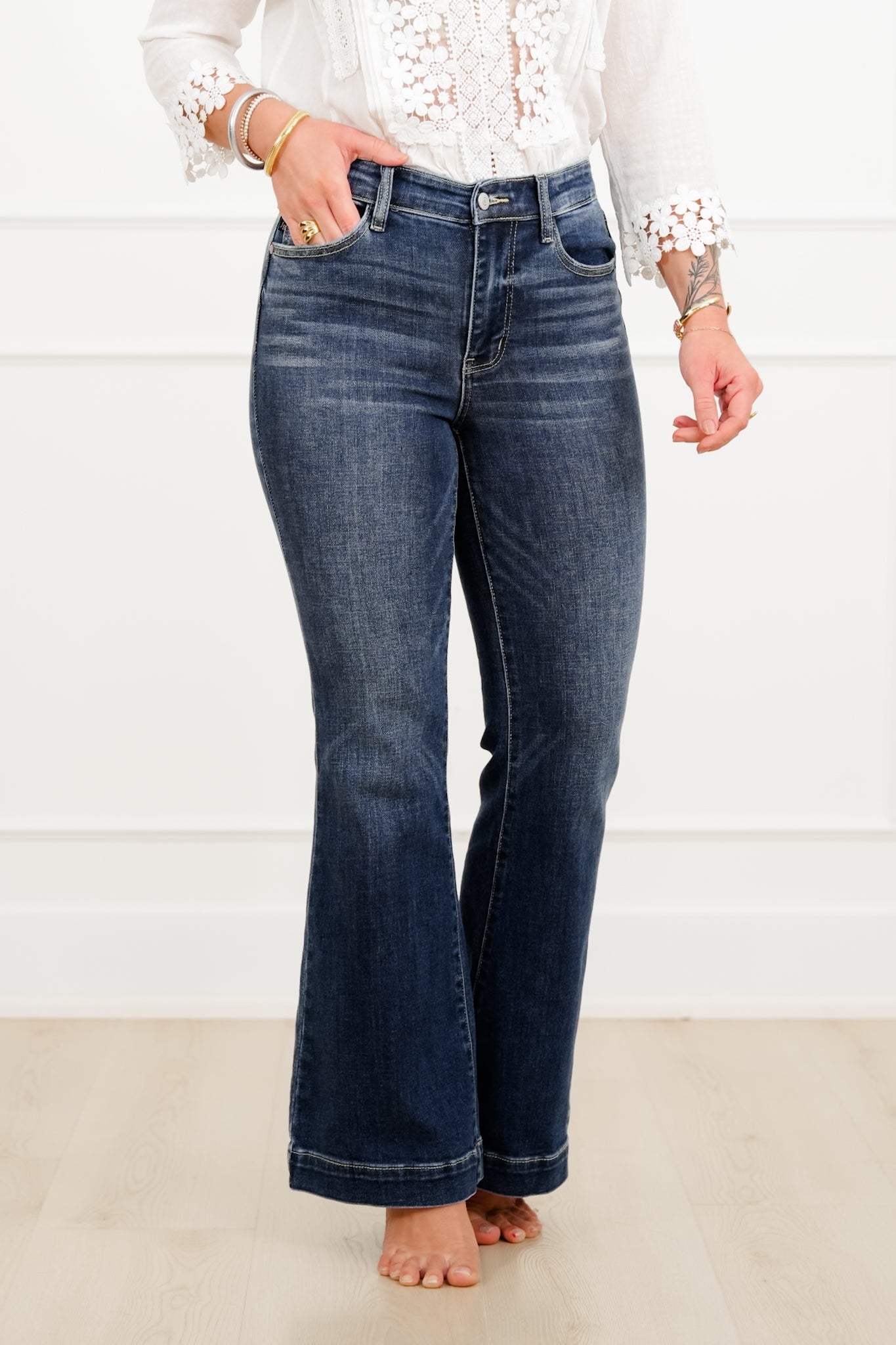 Judy Blue Petite/Reg The Lexi High Rise Dark Wash Trouser Flare
