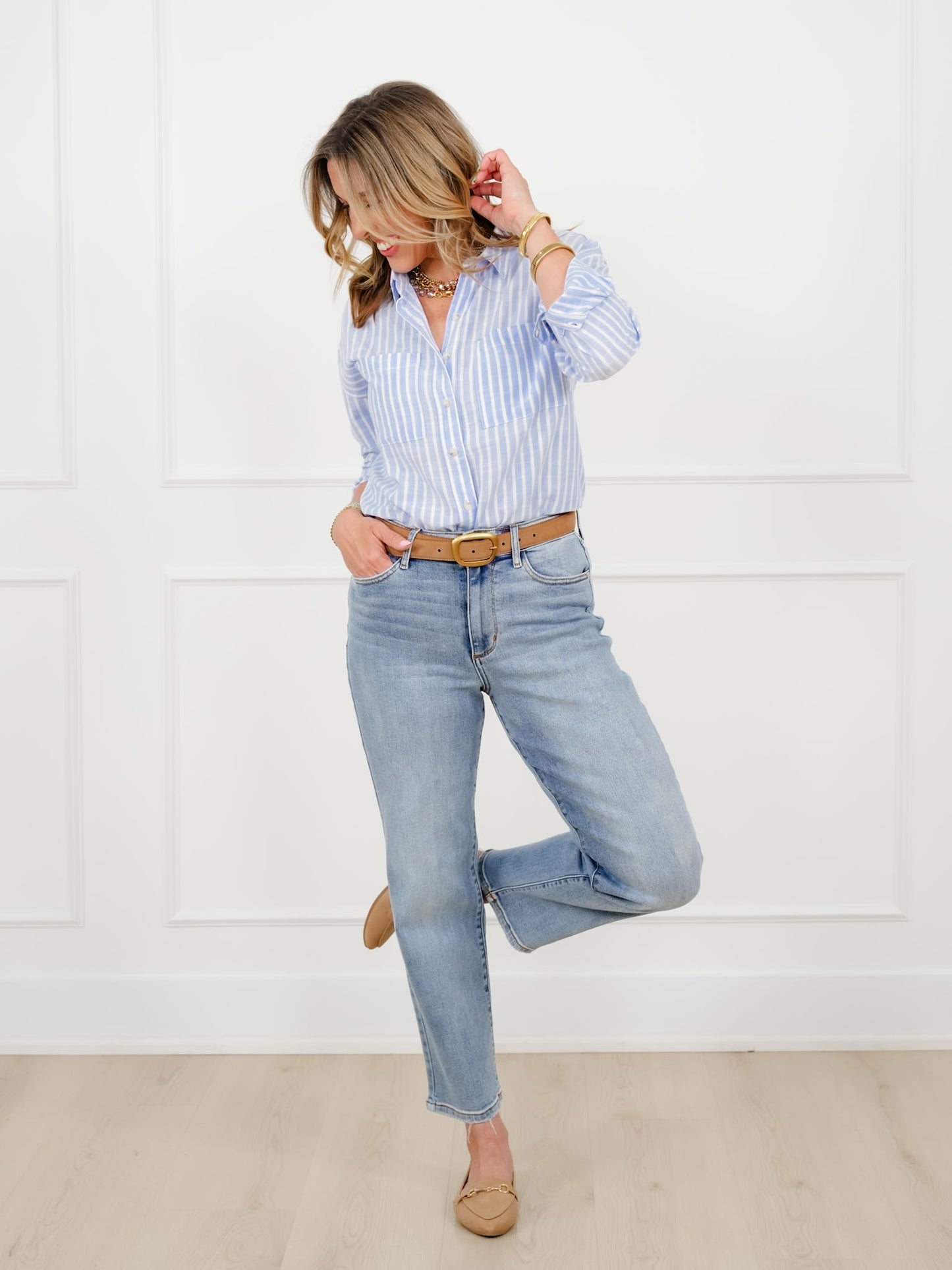 Judy Blue High Rise Light Wash Straight Leg Ankle Jeans