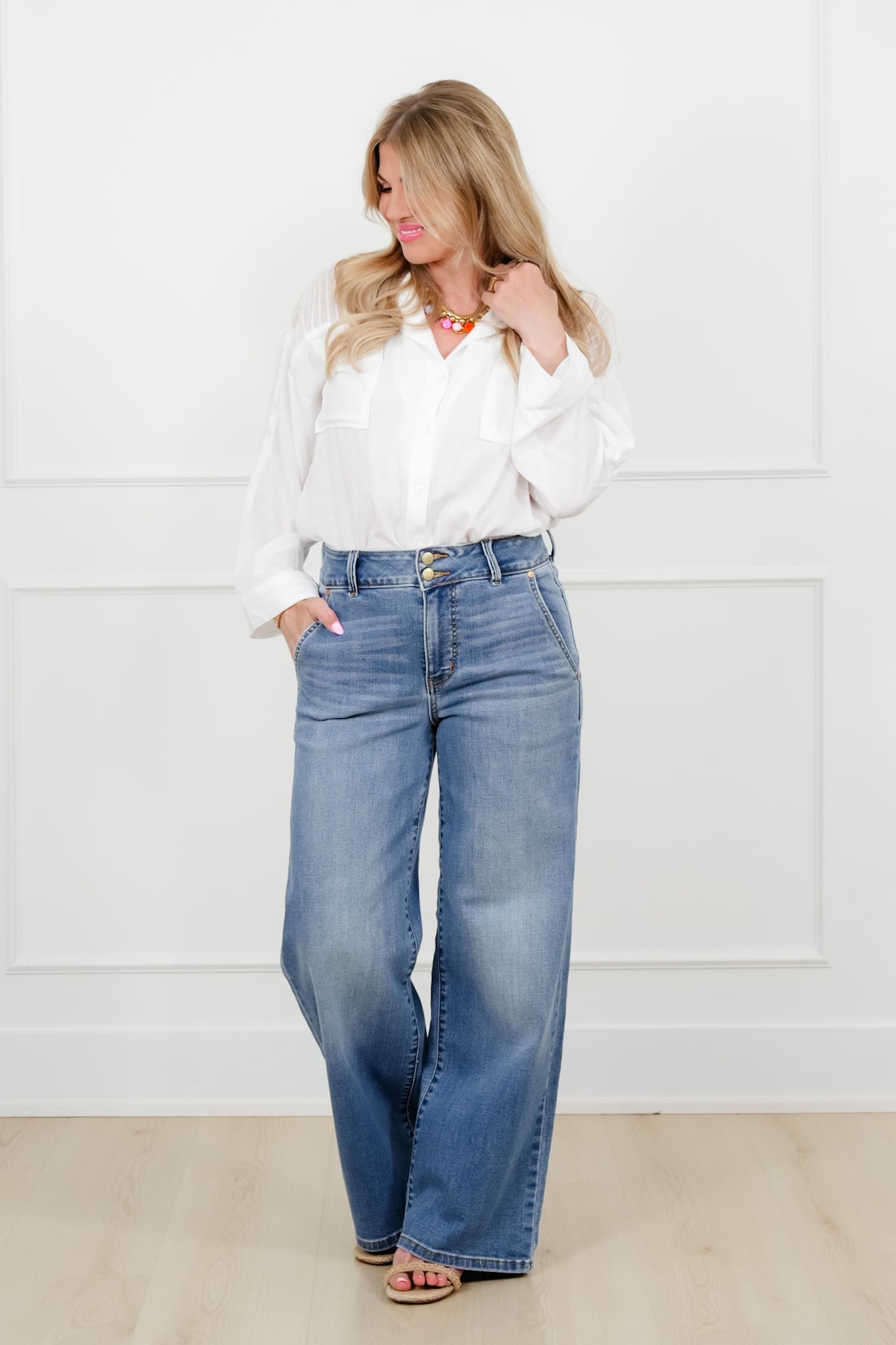 Judy Blue High Rise Medium Wash Multiple Inseam Column Jeans with Trouser Styling