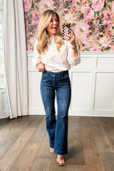 Judy Blue The Sutton Mid Rise Dark Wash Tummy Control Bootcut Trouser Jeans