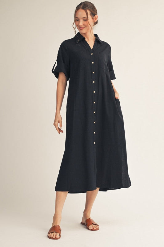 Jodifl Woven Midi Dress in Black