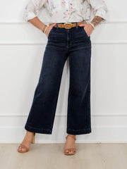 Judy Blue the Jasmine High Rise Dark Wash Wide Leg Ankle Trouser Jeans