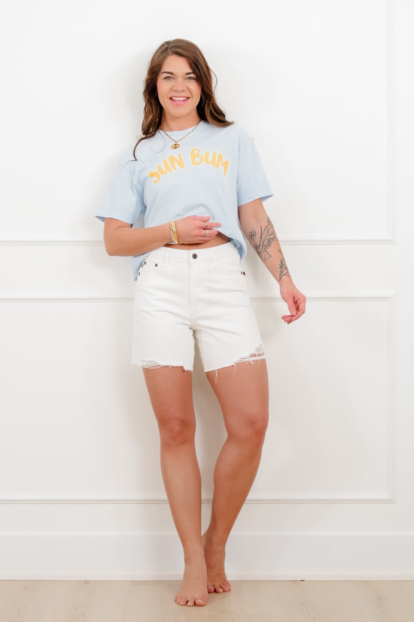 Judy Blue White Rigid Magic Dad Shorts with Cell Phone Pocket