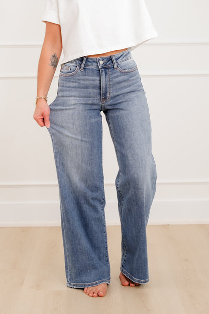Judy Blue "The Lola" Multiple Inseam Medium Wash Retro Wide Leg Jeans