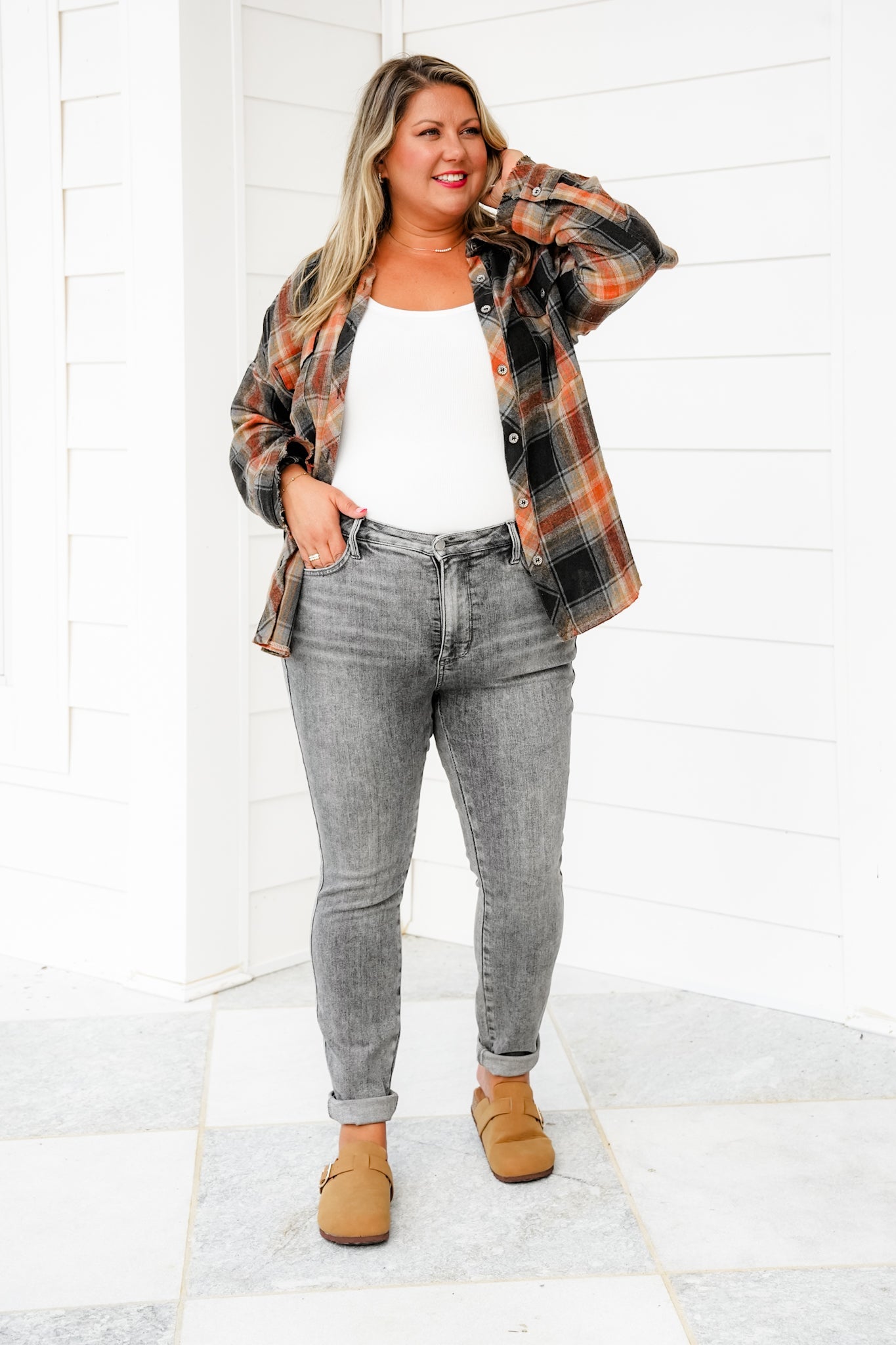 Judy Blue Smoke Show Mid Rise Grey Tummy Control Skinny Jeans with Shield Pockets