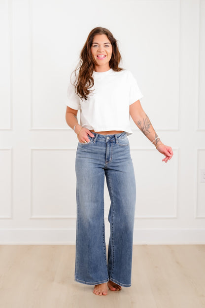 Judy Blue "The Lola" Multiple Inseam Medium Wash Retro Wide Leg Jeans