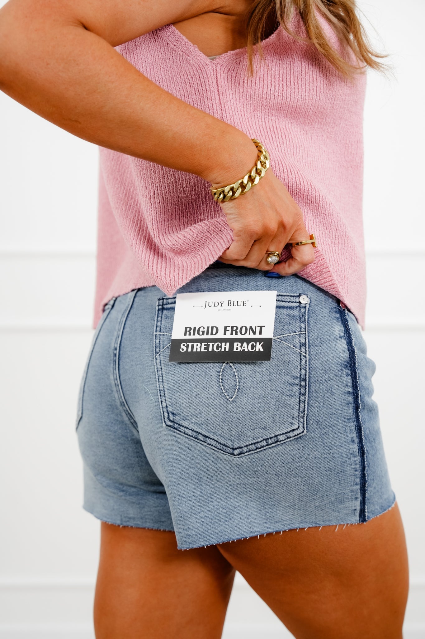 Judy Blue Medium Wash Rigid Magic Cut Off Shorts with Raw Side Seam