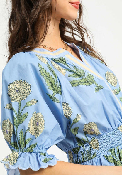 Umgee Bold Floral Print Midi Dress in Periwinkle Mix ON ORDER