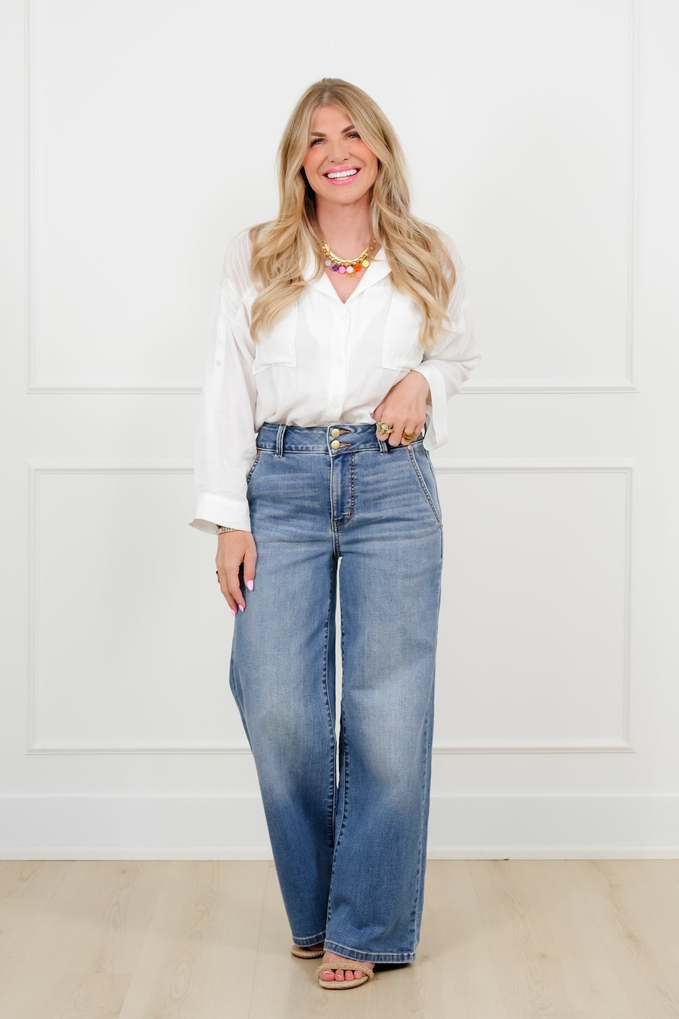 Judy Blue High Rise Medium Wash Multiple Inseam Column Jeans with Trouser Styling