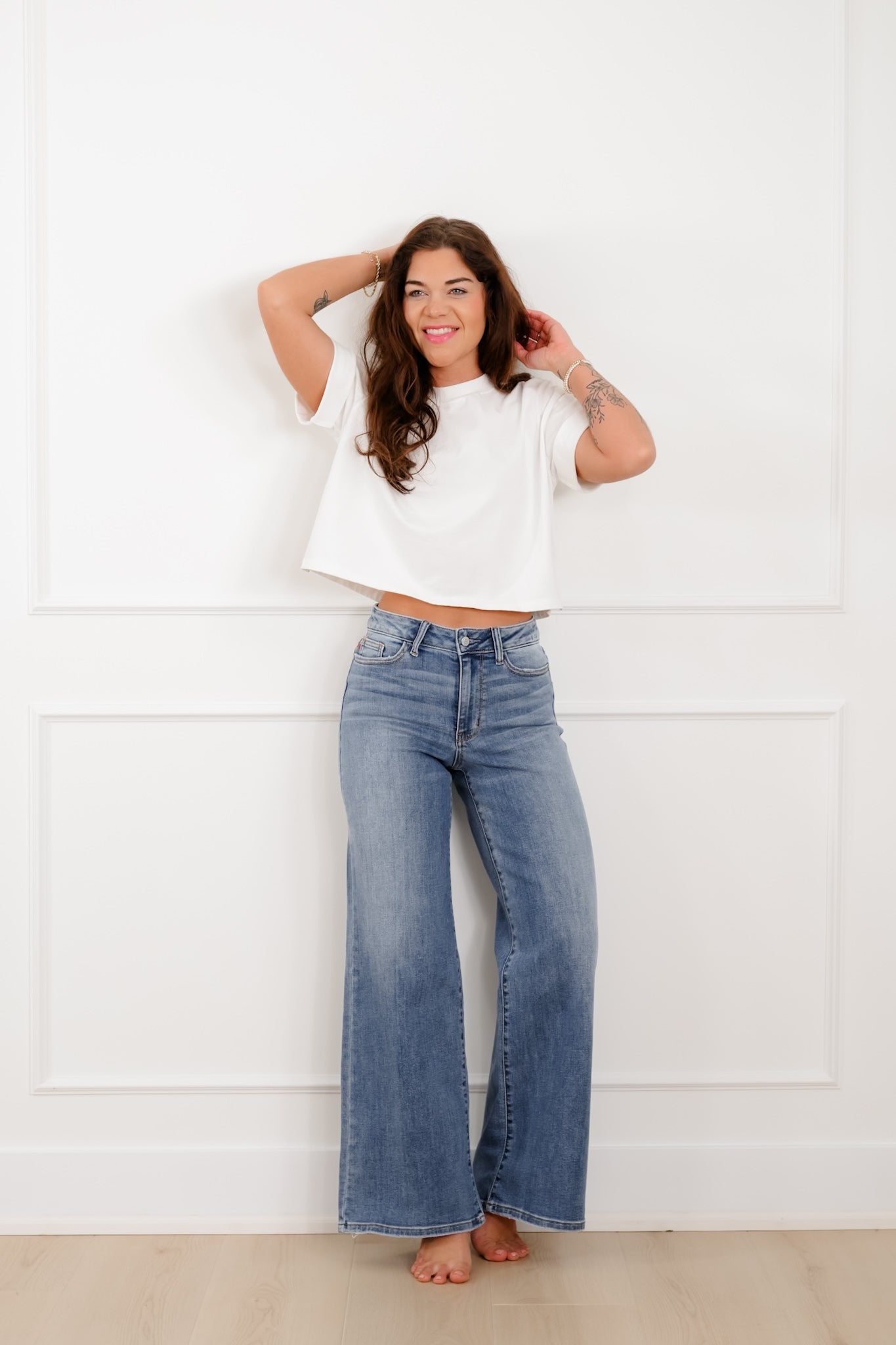 Judy Blue "The Lola" Multiple Inseam Medium Wash Retro Wide Leg Jeans