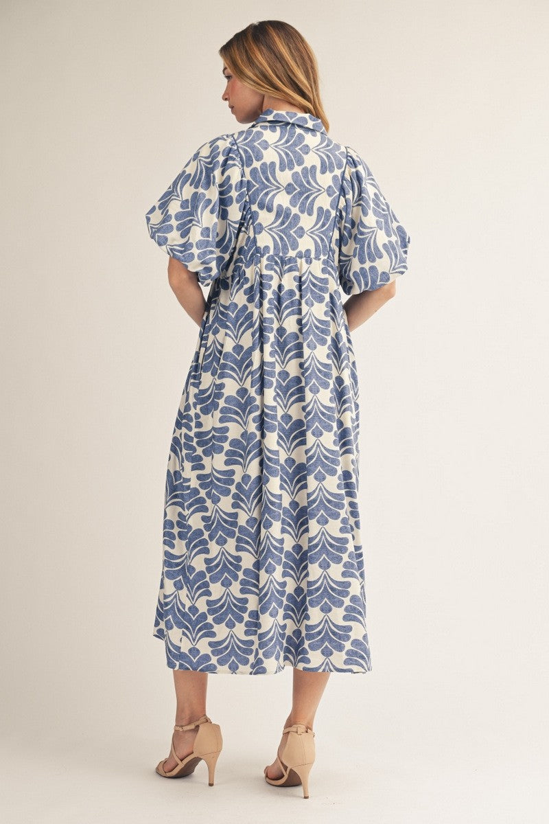 Jodifl Boho Floral Midi Dress in Denim