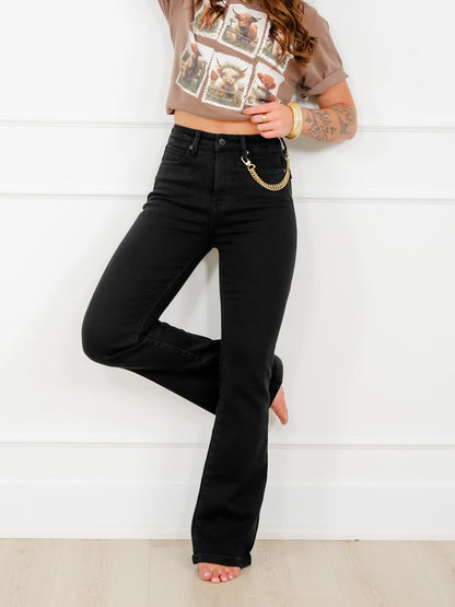 Judy Blue High Rise Black Petite/Reg Tummy Control Bootcut Jeans
