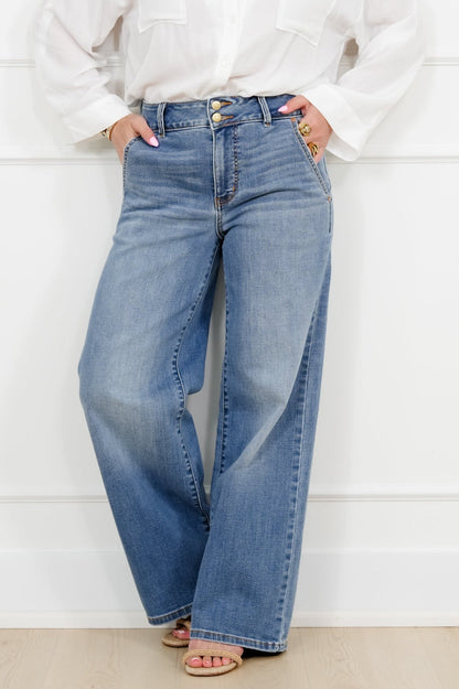 Judy Blue High Rise Medium Wash Multiple Inseam Column Jeans with Trouser Styling