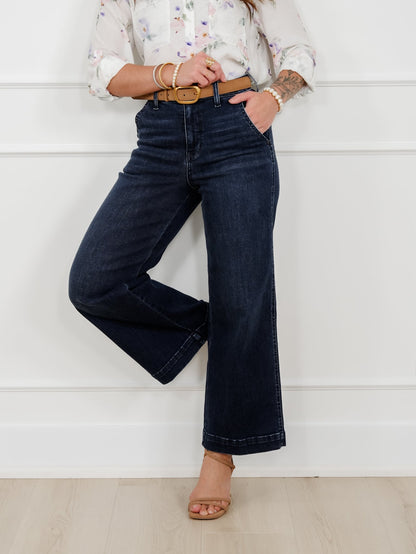 Judy Blue the Jasmine High Rise Dark Wash Wide Leg Ankle Trouser Jeans