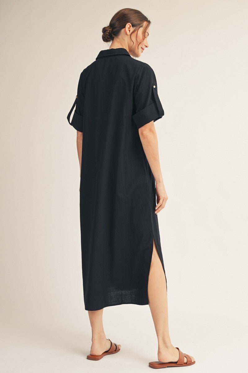 Jodifl Woven Midi Dress in Black