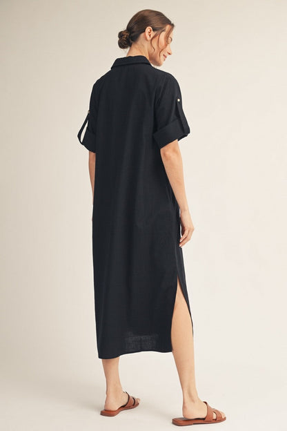 Jodifl Woven Midi Dress in Black