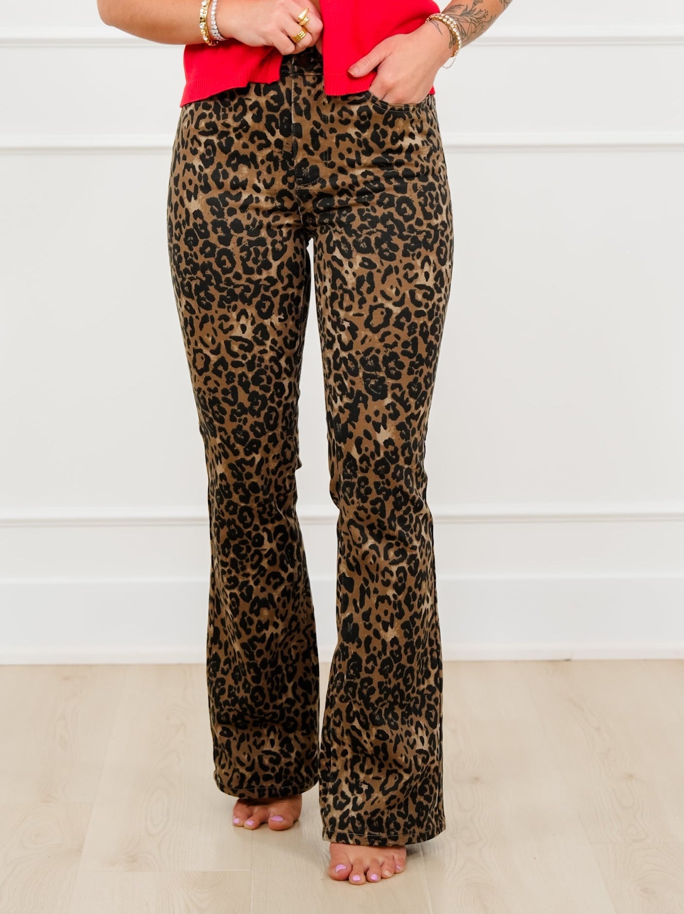 Judy Blue High Rise Leopard Bootcut Jeans