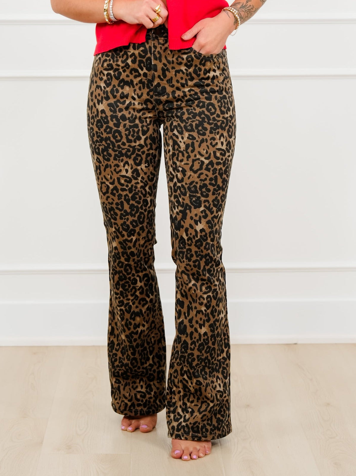Judy Blue High Rise Leopard Bootcut Jeans
