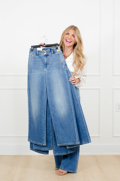 Judy Blue High Rise Medium Wash Multiple Inseam Column Jeans with Trouser Styling