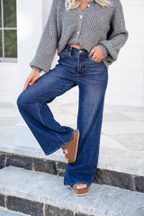 Restock! Judy Blue Retrograde High Rise Dark Wash Tummy Control Wide Leg Jeans