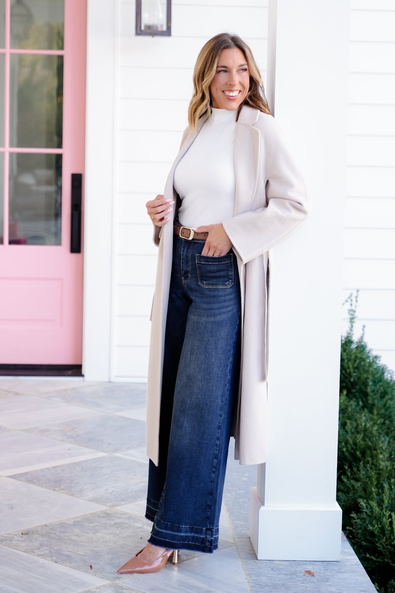 Judy Blue High Rise Dark Wash Palazzo Jeans with Front Patch Pockets