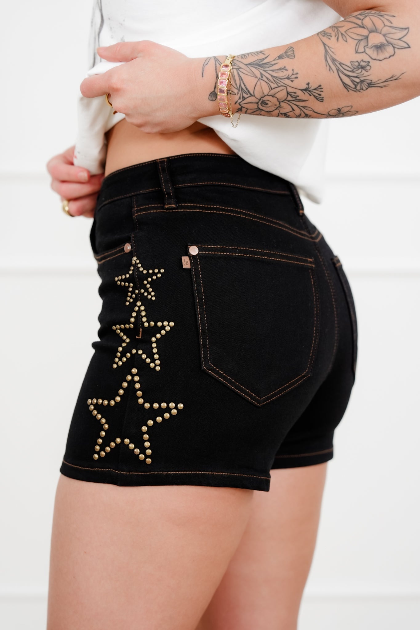 Judy Blue Black Star Studded Slim Shorts