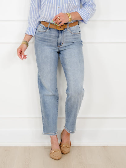 Judy Blue High Rise Light Wash Straight Leg Ankle Jeans
