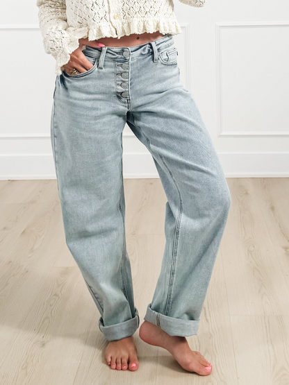 Judy Blue Mid Rise Light Wash Marlow Arc Leg With Bandana Loop