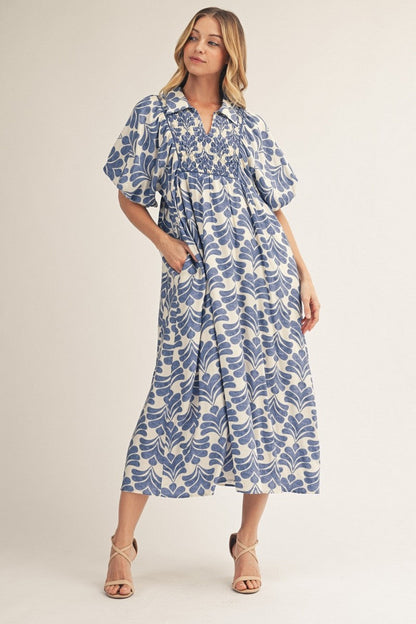 Jodifl Boho Floral Midi Dress in Denim