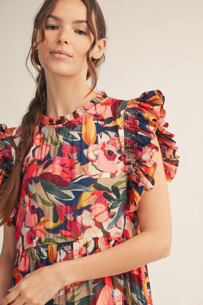 Jodifl Mixed Print Chiffon Midi Dress in Multi Mix