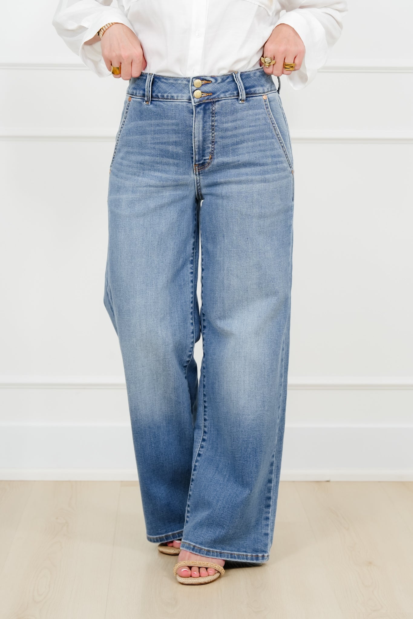 Judy Blue High Rise Medium Wash Multiple Inseam Column Jeans with Trouser Styling